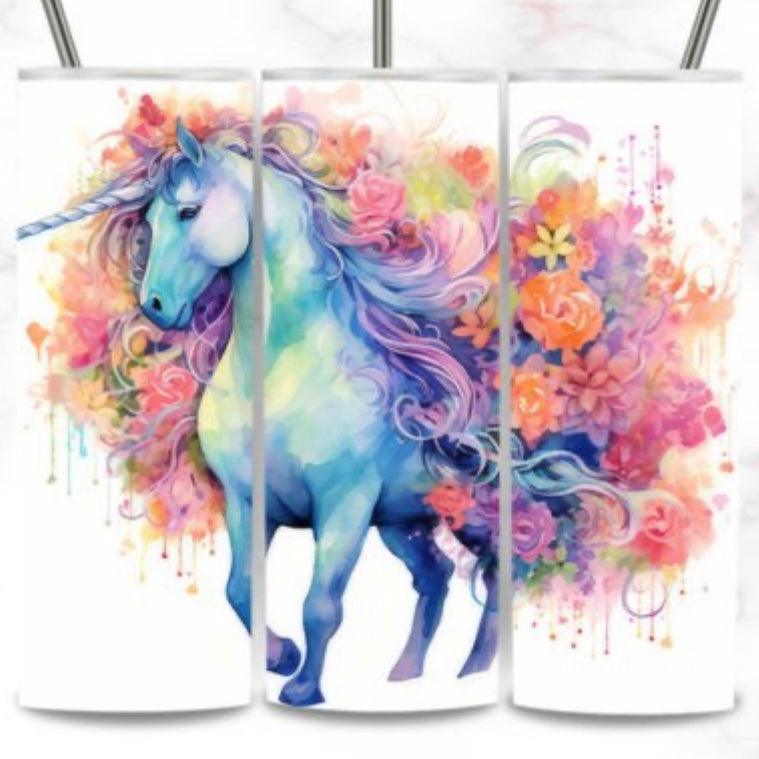 Colourful Horse 20oz Tumbler, Straw and Straw Cleaner