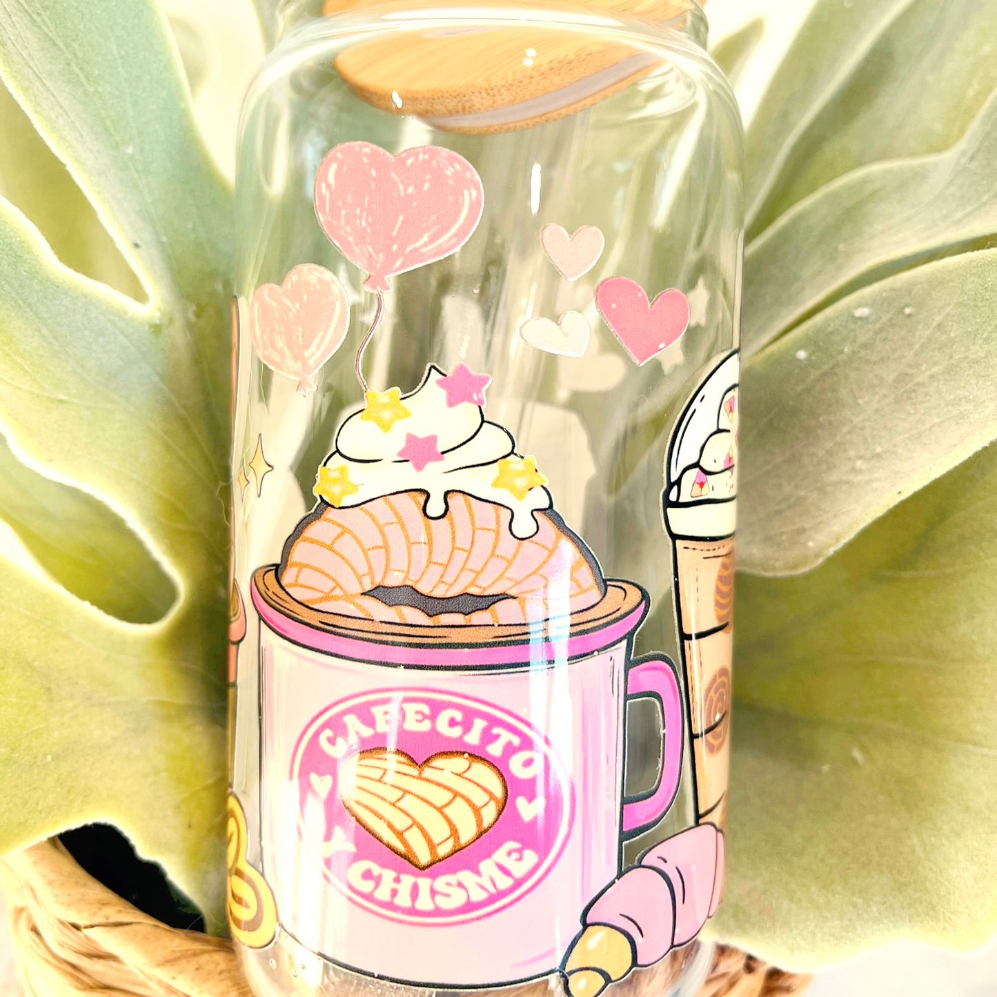 Cafecito Chisme | Coffee & Gossip 16oz Clear Glass Can | Three in One