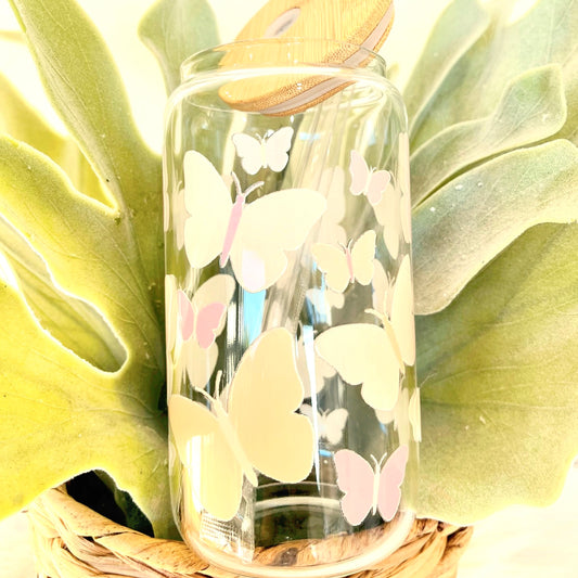 Butterfly Clear Glass Can | 16oz | Three in One