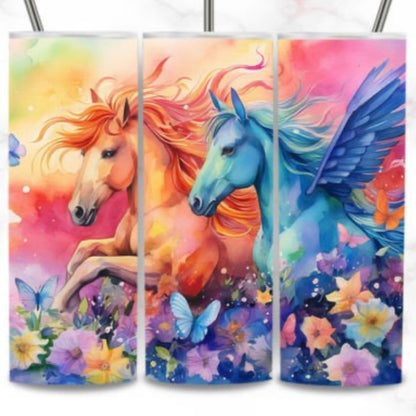 Colourful Horse 20oz Tumbler, Straw and Straw Cleaner