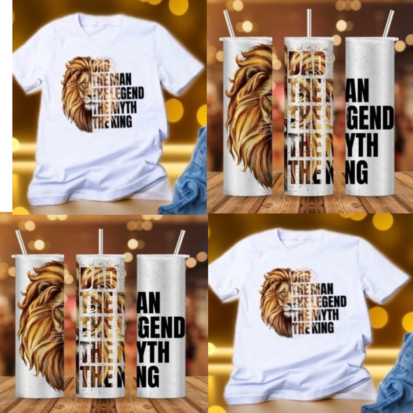 Dad The Man The Legend Lion, Fathers Tumbler and T-Shirt