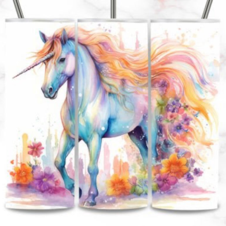 Colourful Horse 20oz Tumbler, Straw and Straw Cleaner