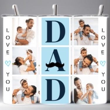 Love You Dad Custom Photo 20OZ Tumbler, Straw & straw cleaner