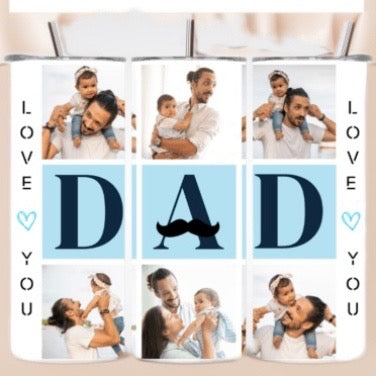 Love You Dad Custom Photo 20OZ Tumbler, Straw & straw cleaner