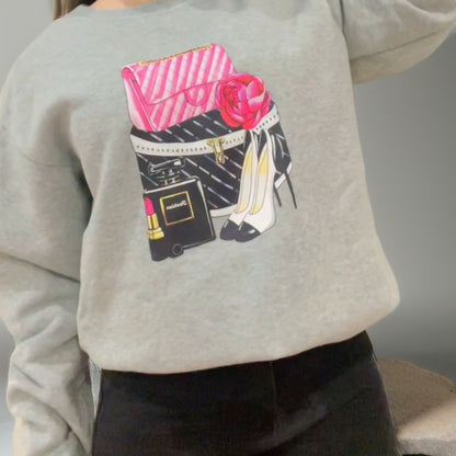 Fashion Woman Crewneck Sweater Grey