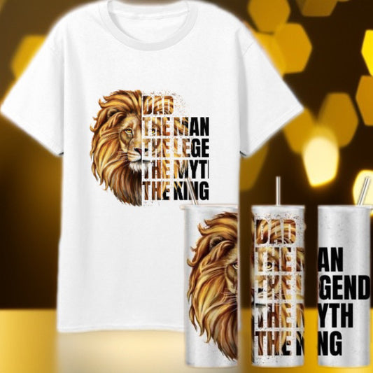 Dad The Man The Legend Lion, Fathers Tumbler and T-Shirt