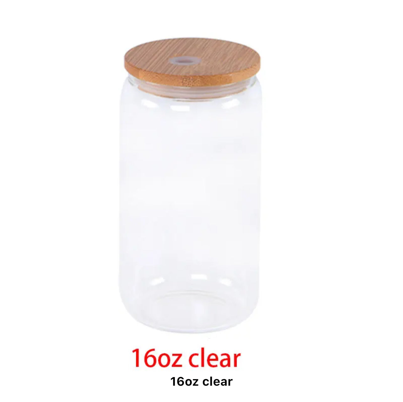 I Love You Mom 16oz Clear Glass Can with Bamboo Lid & Straw