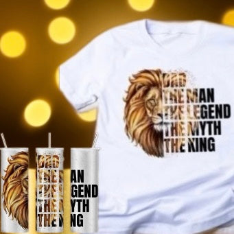 Dad The Man The Legend Lion, Fathers Tumbler and T-Shirt