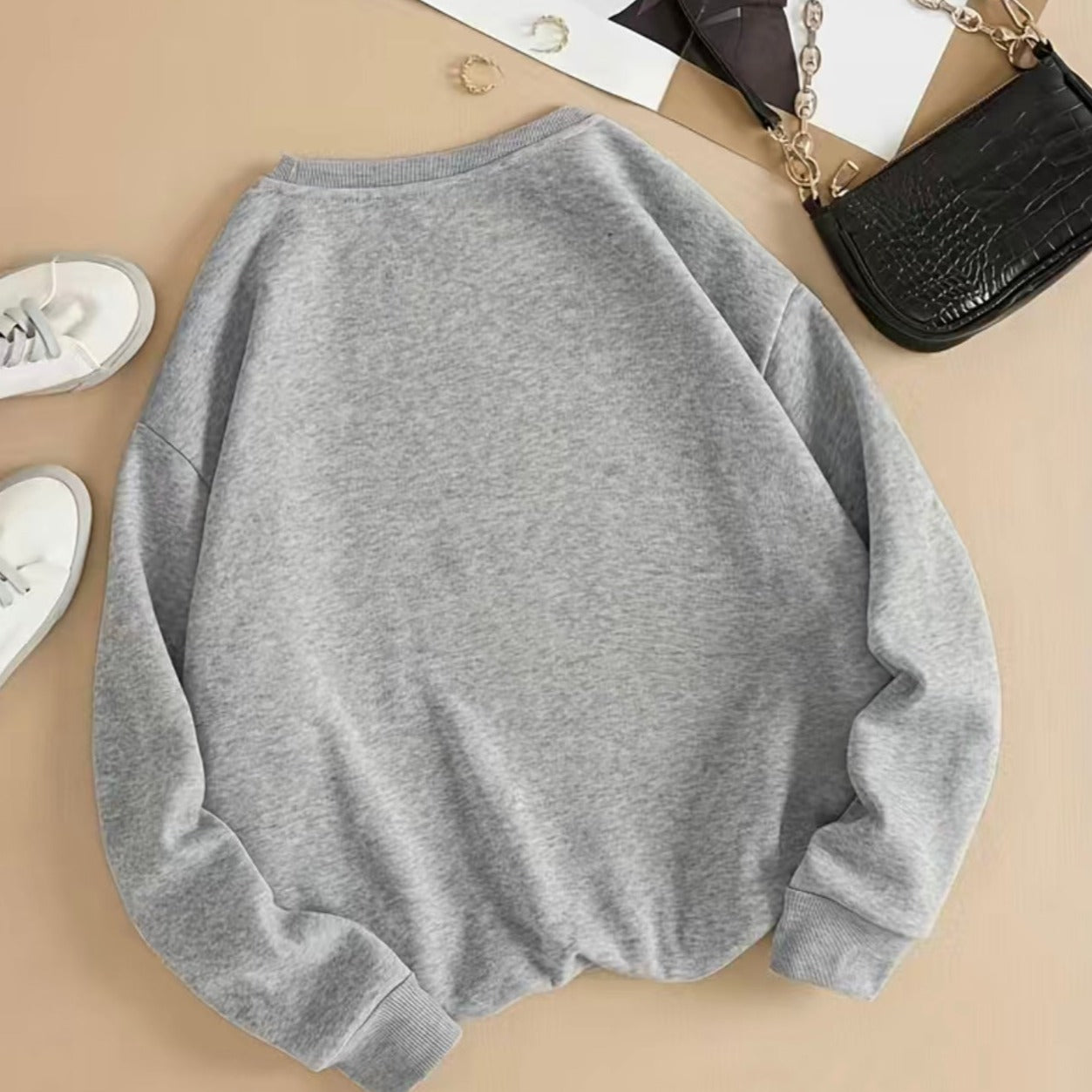 Fashion Woman Crewneck Sweater Grey