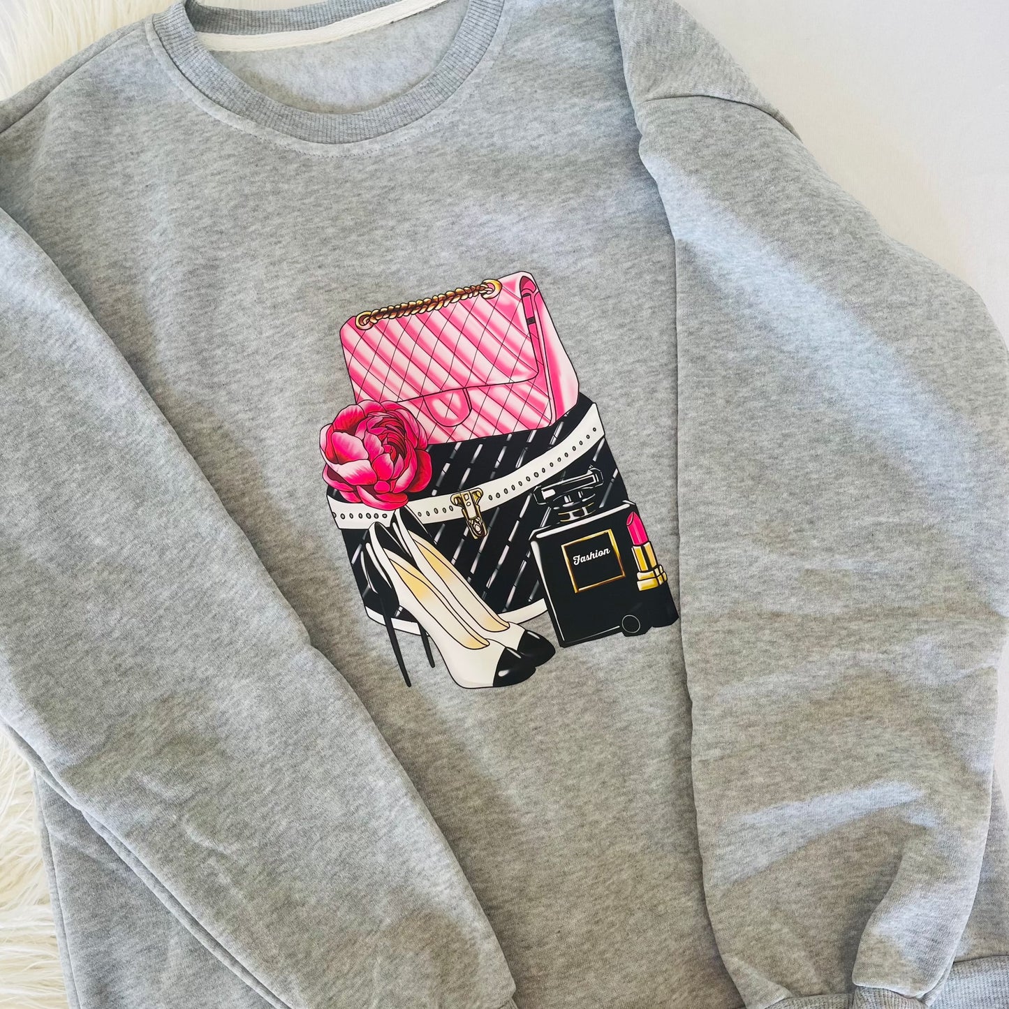 Fashion Woman Crewneck Sweater Grey