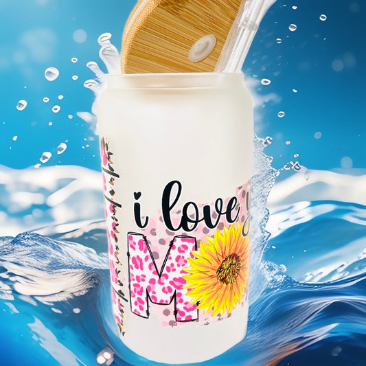 I Love Mom Glass Can Foster, Mom’s Day Gift