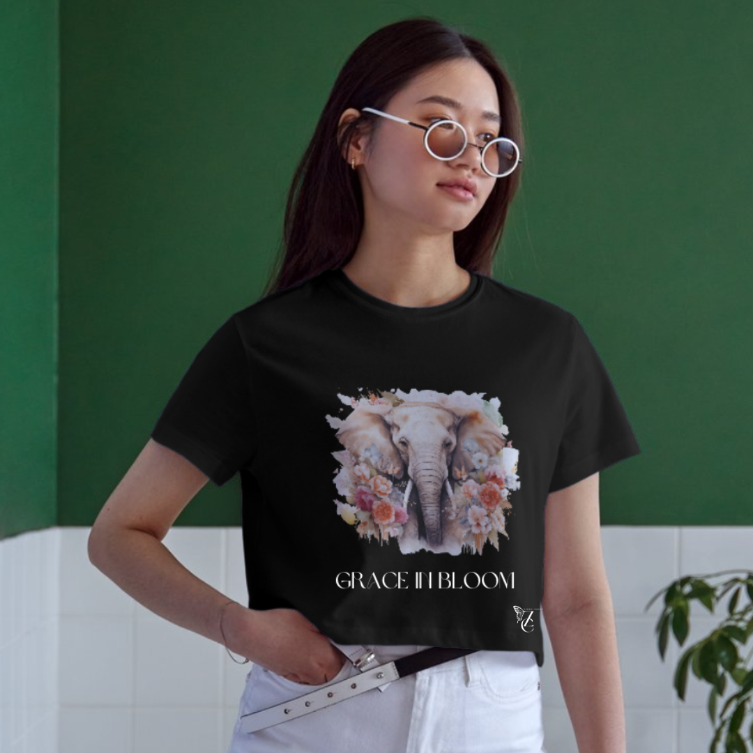 Grace in Bloom: Embrace Elegance with Our Floral Elephant Crop Top