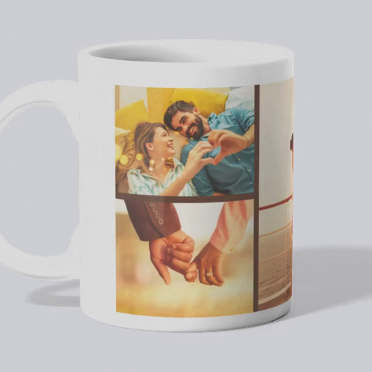 10 X Personalised Mug with Three Pictures and your own Text